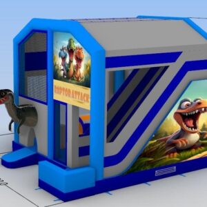 Giant dinosaur slide, obstacle course