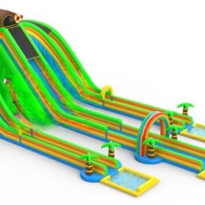 Riesige Palmen mit Wasserrutschen und Hüpfburg