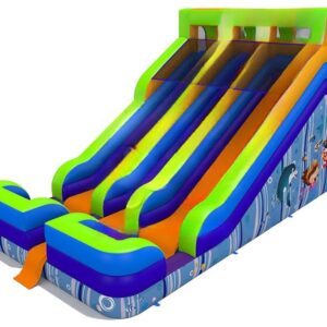 Castel gonflabil cu tobogan în formă de balenă