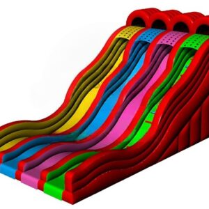 Castel gonflabil cu 4 piste și tobogane