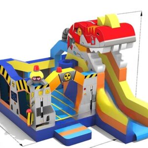 Robot dinosaur slide, obstacle course